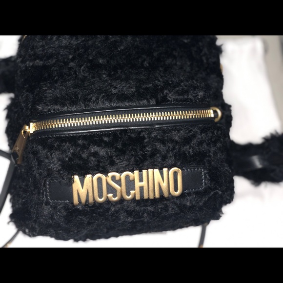 MOSCHINO COUTURE BLACK MOHAIR TEDDYBEAR BACKPACK - Picture 3 of 8